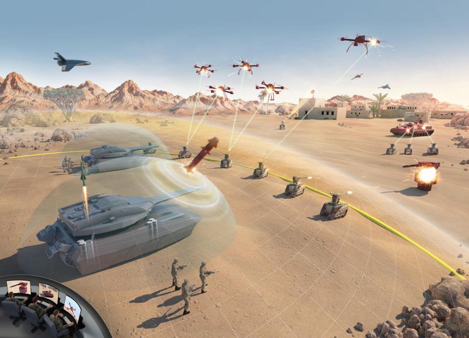  Wars of the future will increasingly use both lasers and drones as depicted in this BAE Systems graphic