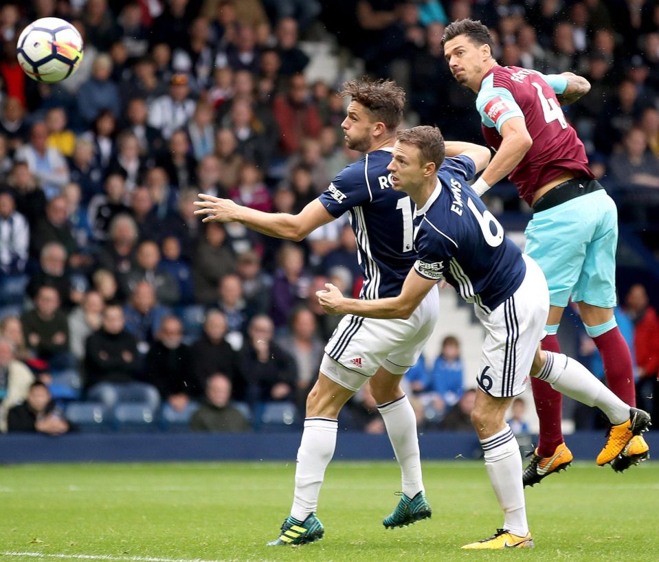  Fonte sends in a header in a rare West Ham first-team appearance against West Bromwich