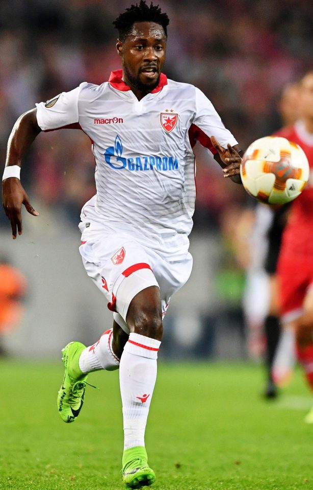  The Ghanian striker is quitting Star Belgrade for Jiangsu Suning