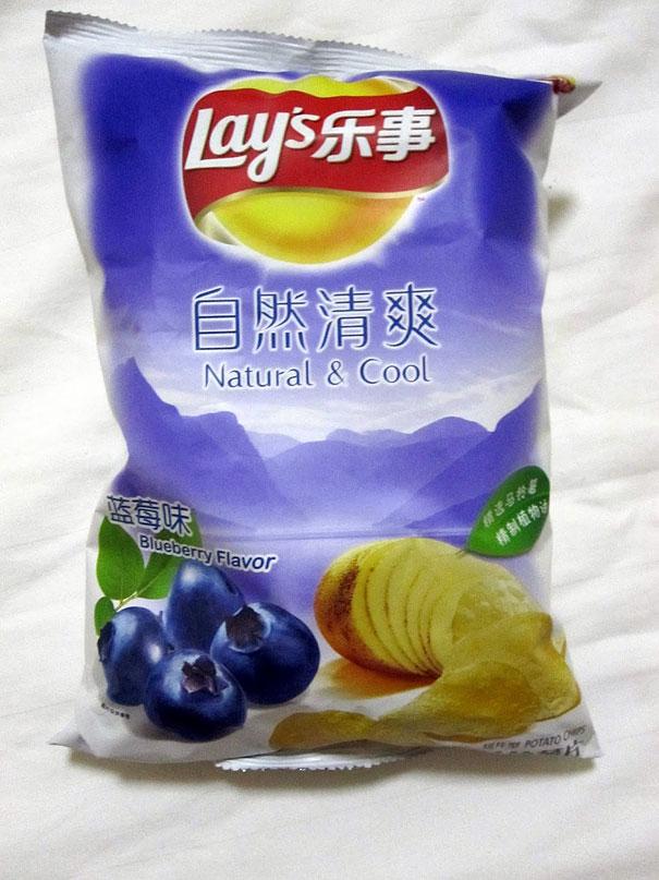  Blueberry flavour crisps as well as cucumber flavour crisps are two of the most popular flavours in China