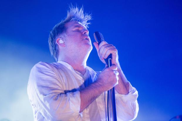 LCD Soundsystem lead singer James Murphy performing