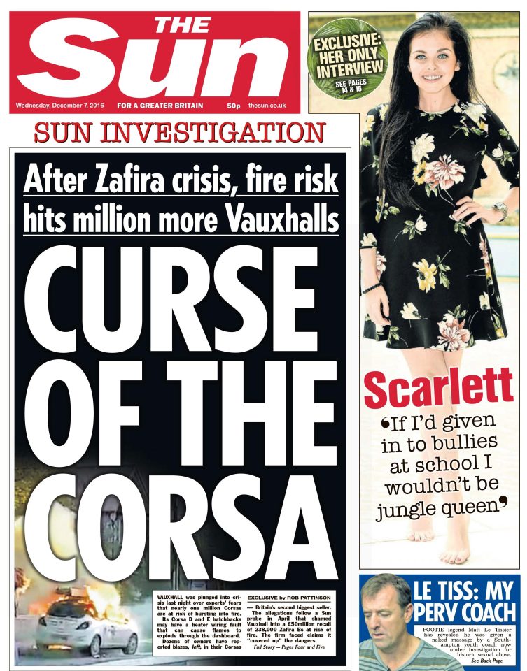  The Sun launched an investigation into Vauxhall Zafira back in 2016