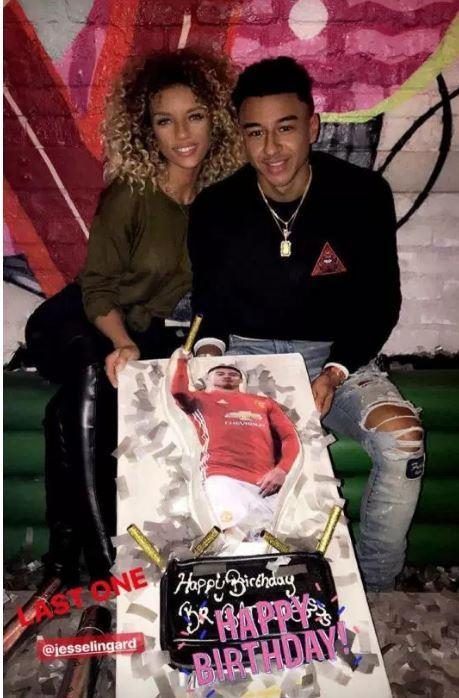  Jena bought Lingard a birthday cake with his image on to celebrate