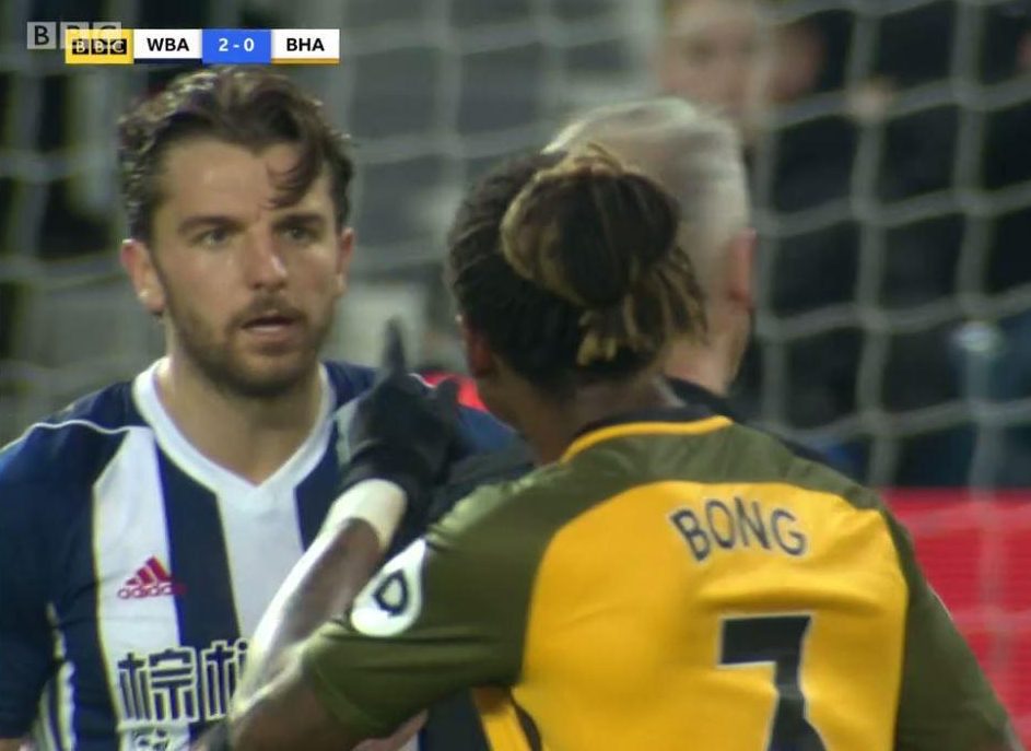  West Brom strker Jay Rodriguez was quickly reported after this exchange