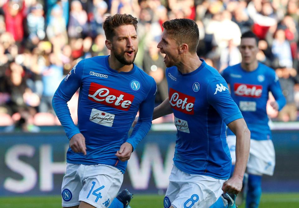  Napoli ace Dries Mertens celebrates after scoring against Bologna