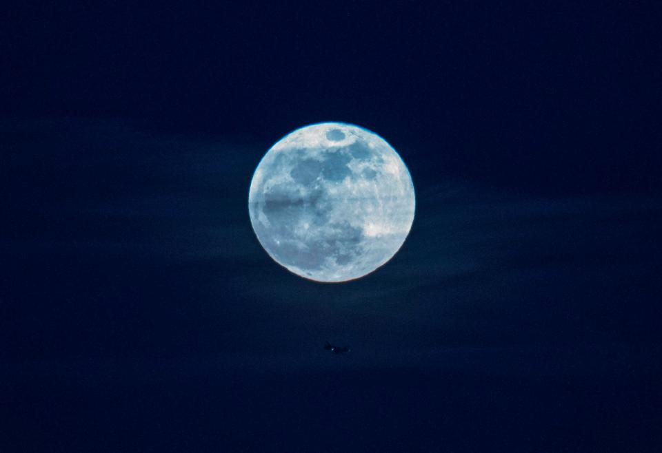  It had a distinctly blue hue as lit up the skies of Skopje, Macedonia