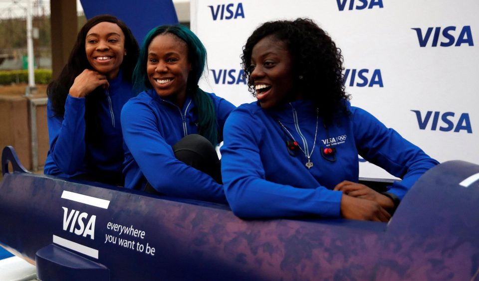  The Nigerian women's bobsled team of Ngozi Onwumere, Akuoma Omeoga and Seun Adigun