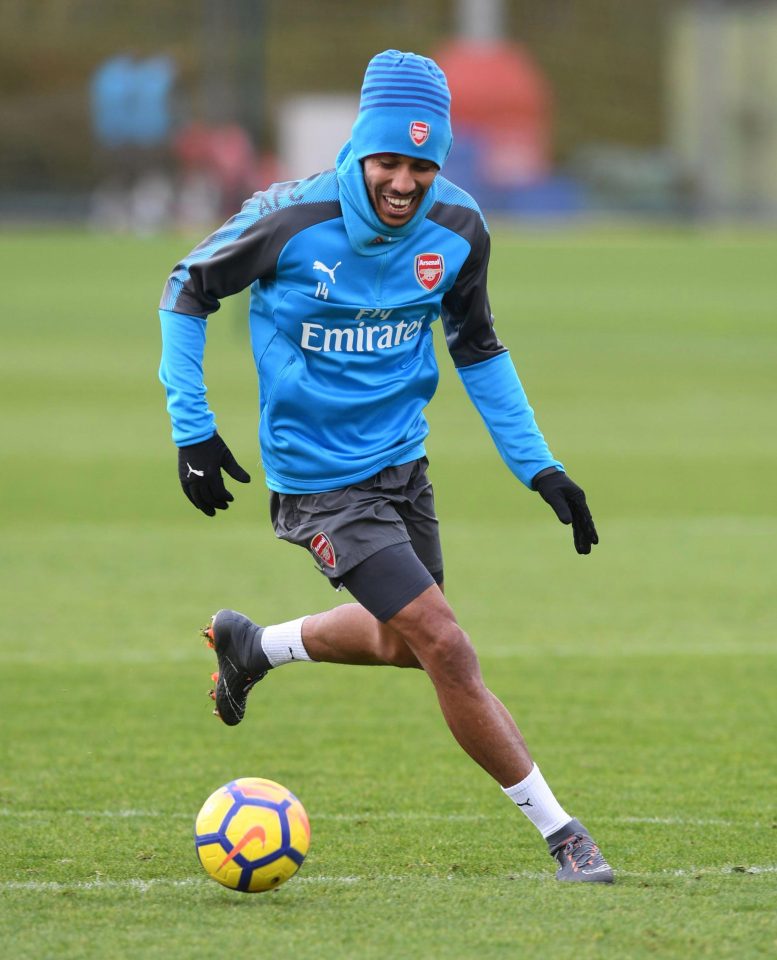  Pierre-Emerick Aubameyang looked fit and healthy in Arsenal training