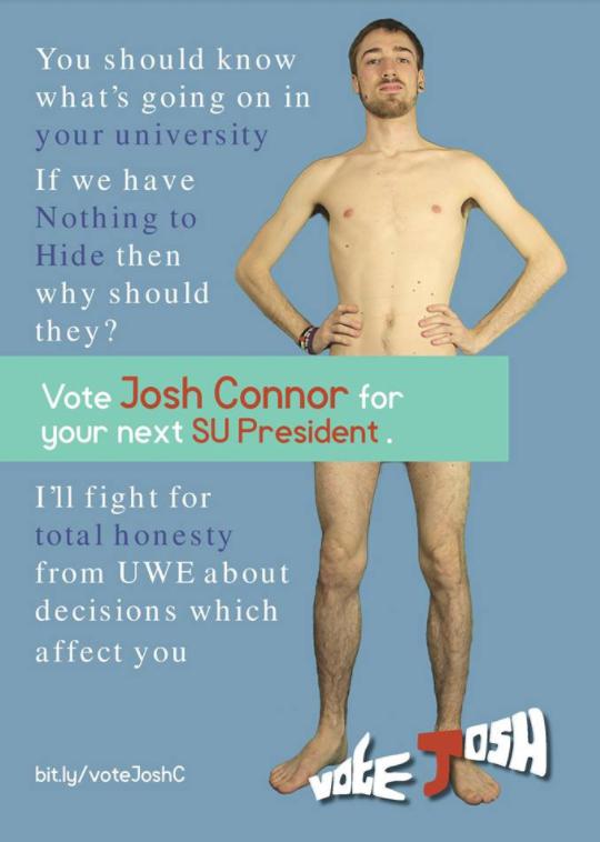  Josh Connor is the yob in the sunglasses in the video. His student campaign poster flopped