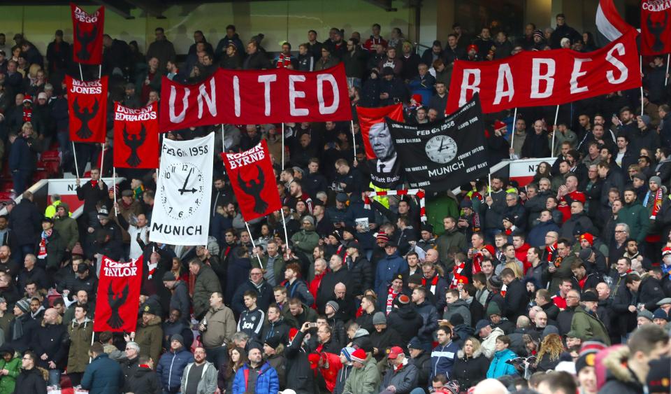  Old Trafford observed a minute's silence in memory of the victims of the Munich Air Disaster