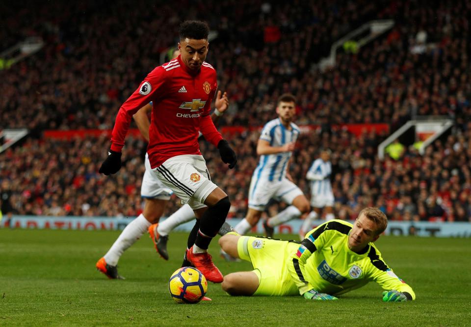  Jesse Lingard in action for Manchester United against Huddersfield as the Red Devils won 2-0