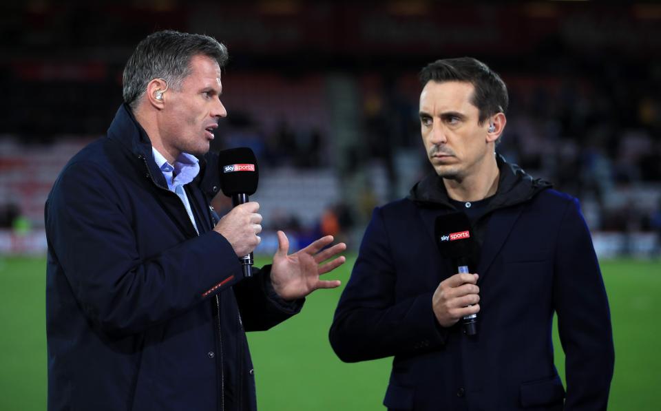  Gary Neville (right, pictured with Jamie Carragher) was heading to the capital for Sky Sports' Monday Night Football