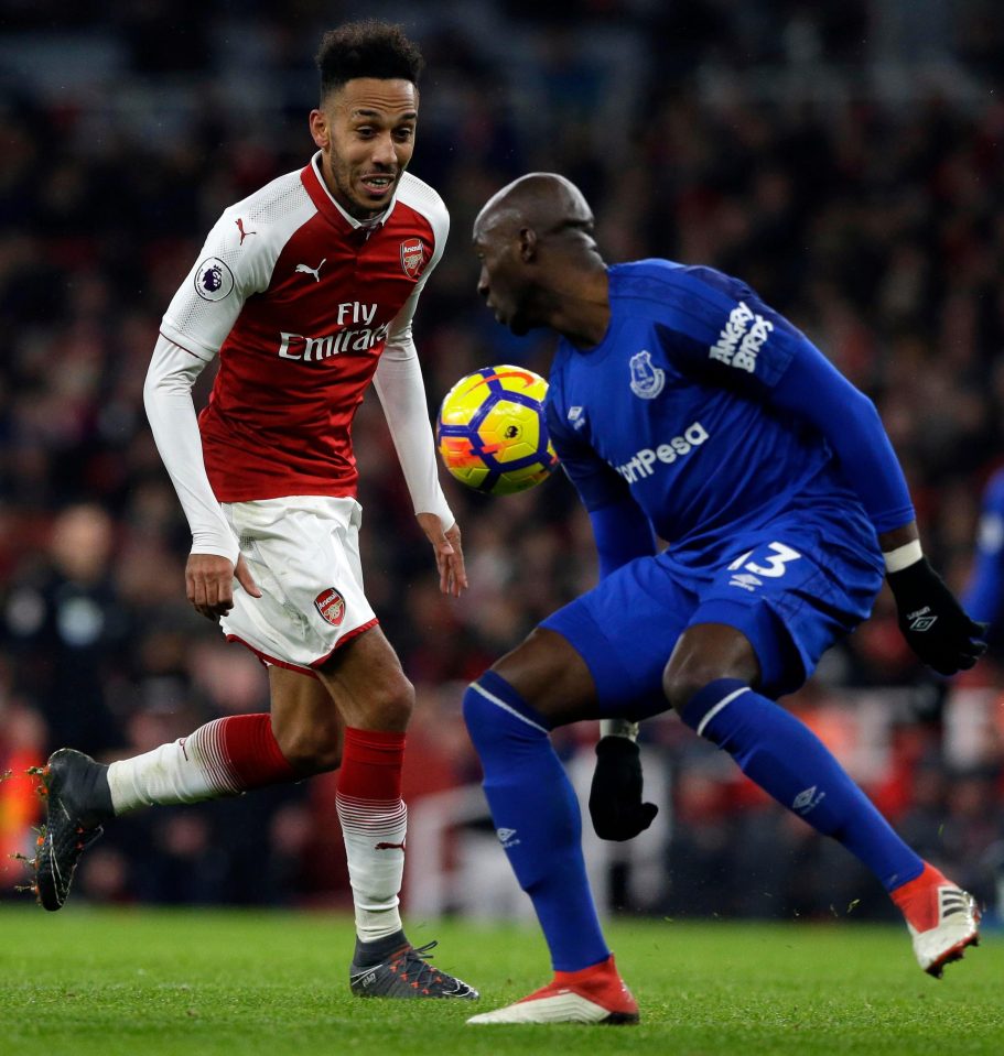  Gabon star Pierre-Emerick Aubameyang will be pleased with his first Arsenal game, a 5-1 defeat of Everton on Saturday in which he netted the fourth goal