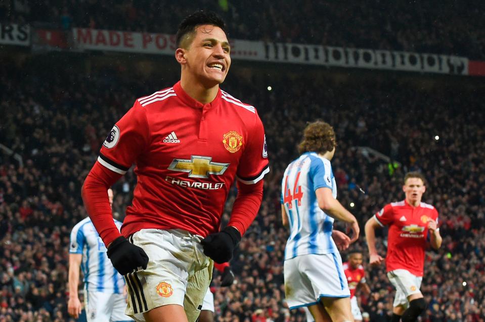  Sanchez scored his first goal for United yesterday, missing a penalty but scoring the rebound