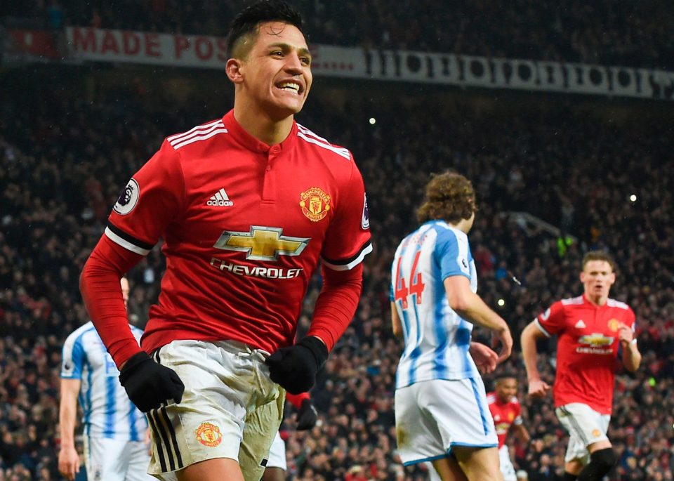  Alexis Sanchez celebrates scoring his first Man Utd goal and might at least be relieved that his fraud case in Spain is over