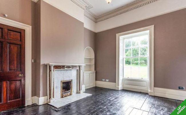  It boasts an ornate marble fireplace and hardwood flooring throughout