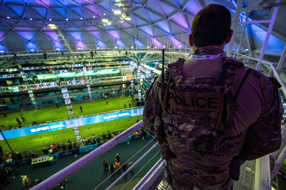  An armed Homeland Security on duty inside the arena