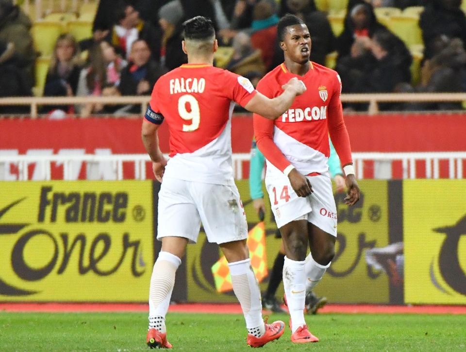  Keita Balde celebrates after getting Monaco back into the game