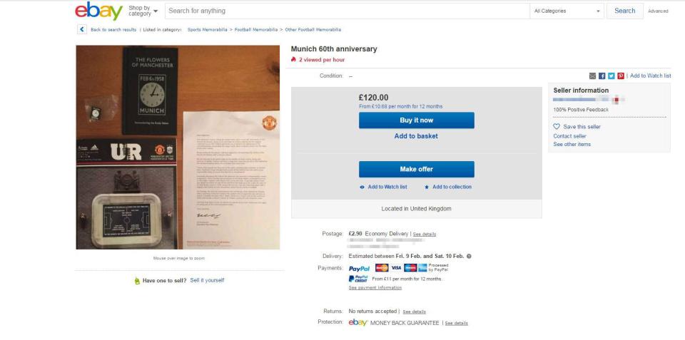  Some crafty fans have attempted to sell the items on eBay