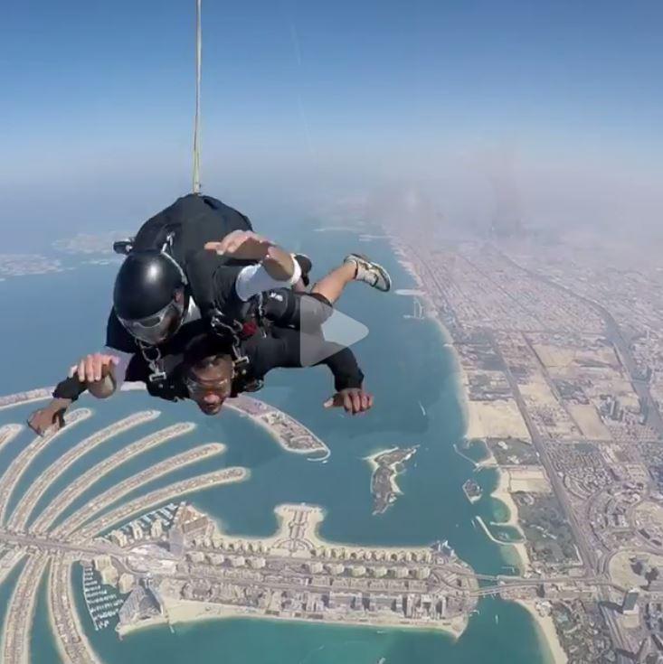  Patrice Evra soared over the stunning Dubai skyline, after telling Michael Jordan he's not the only man who can fly