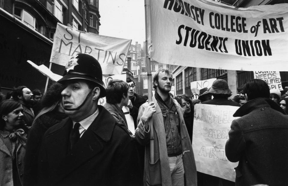  A group of students on a protest march in London, 1968