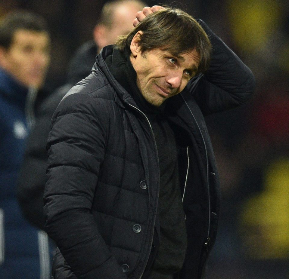  Blues boss Antonio Conte looked a beaten man after the defeat at Watford