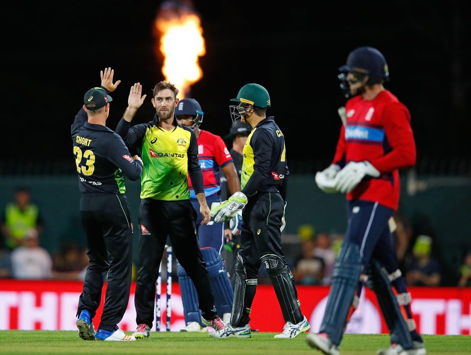  Glenn Maxwell took three wickets to go with his century in the first T20