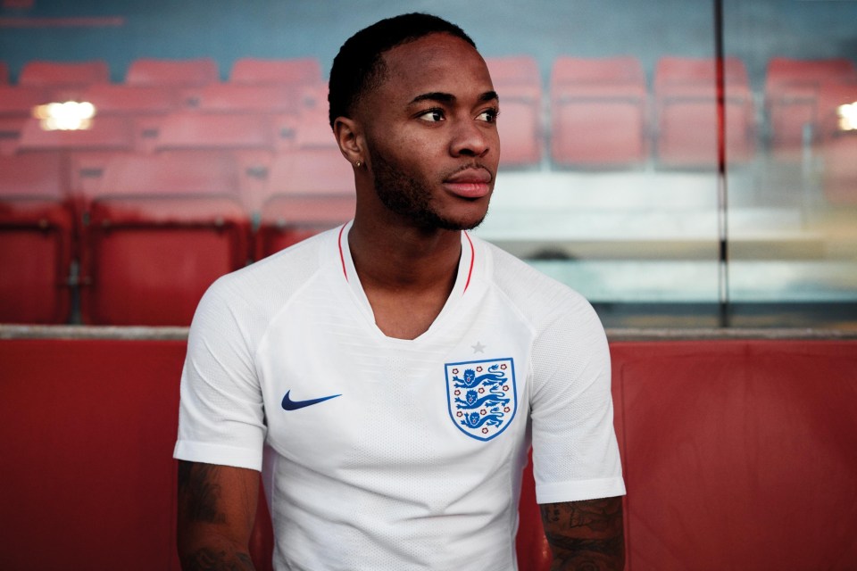 The home kit, modelled by Raheem Sterling, goes for a classic white look