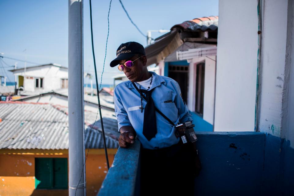  A keen viewer looks down on proceedings