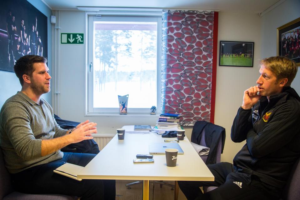  Potter speaks to SunSport in his office at the Swedish club