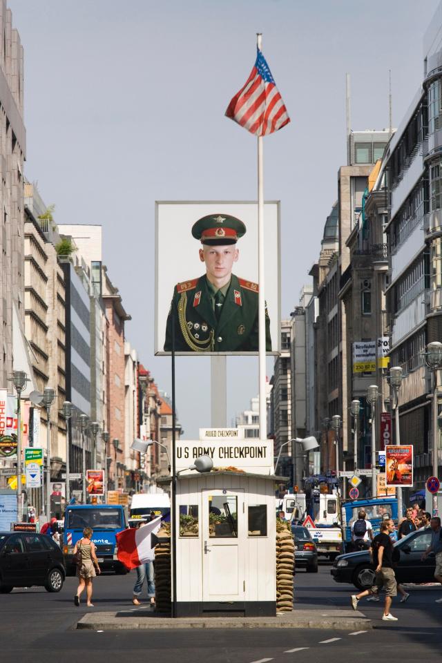  The reconstructed American gateway of Checkpoint Charlie, Berlin