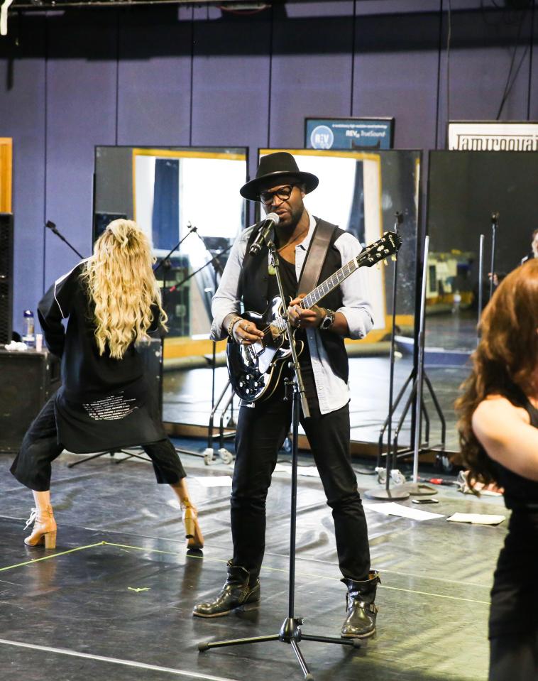  Kevin Davy White keeps his trademark hat on for rehearsals behind the scenes on the X Factor Live tour