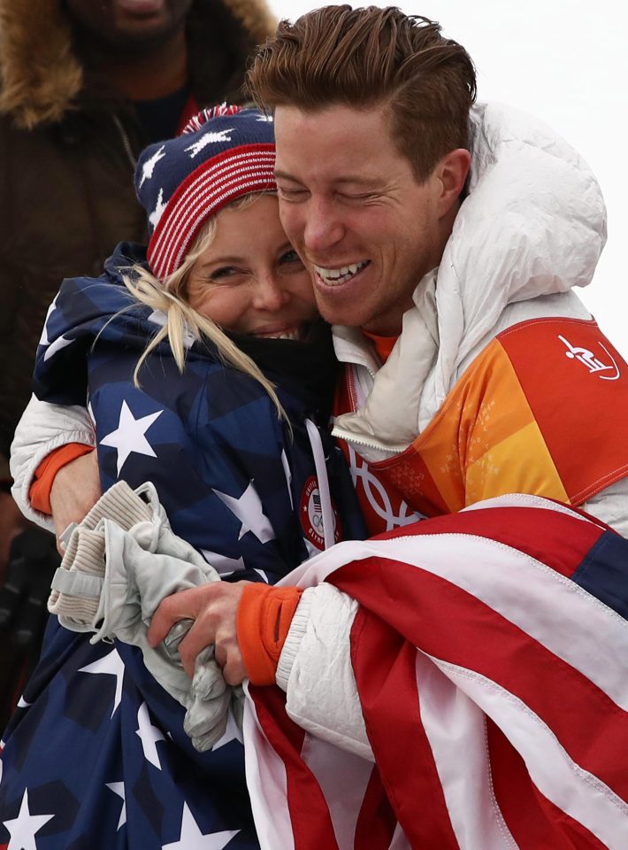  The American in celebratory mood after his latest triumph in Pyeongchang