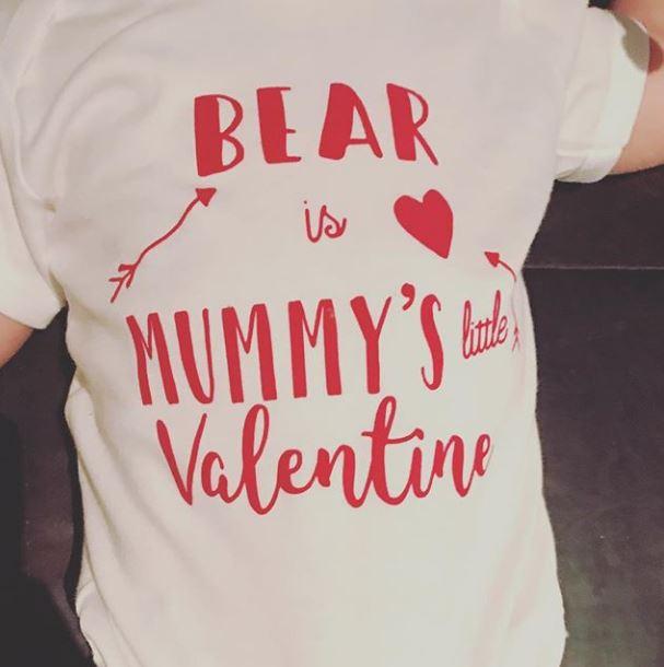  Cute Instagram snap of the couple's child Bear, who was born last March, wearing a Valentine's Day T-shirt