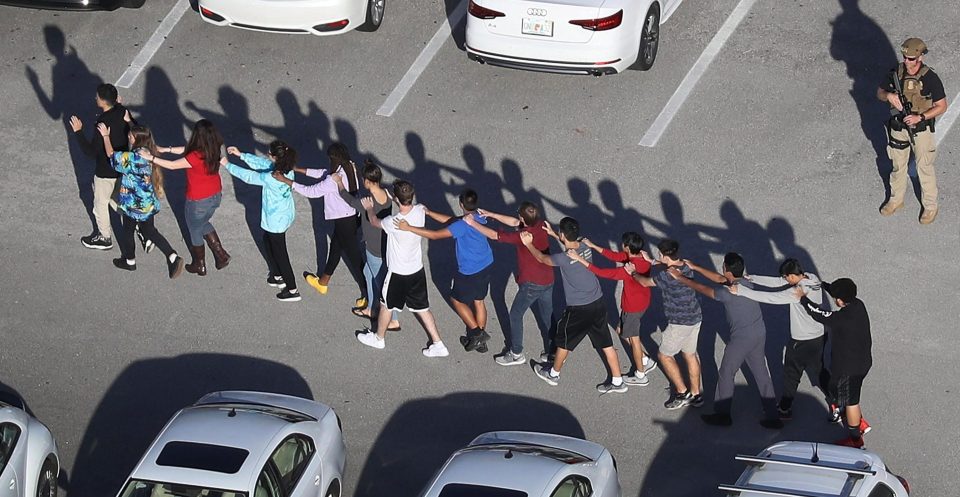  Dozens of students were made to form lines as they evacuated the school in Florida