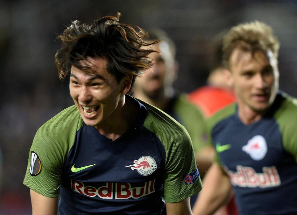  Takuma Minamino's late equaliser gave Salzburg a slender advantage, ahead of the second leg