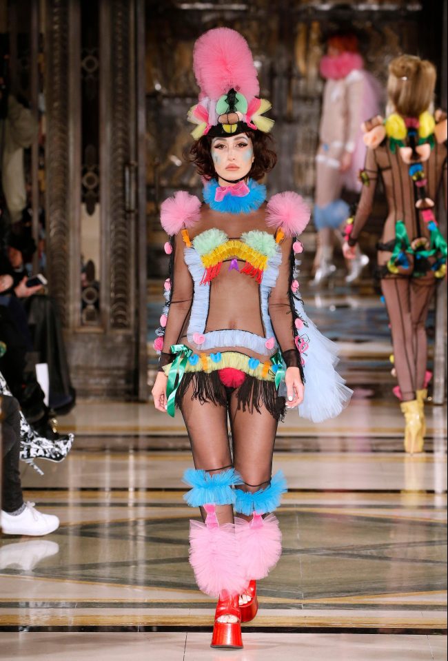  Pam Hogg presents a skimpy outfit it her trademark outlandish style