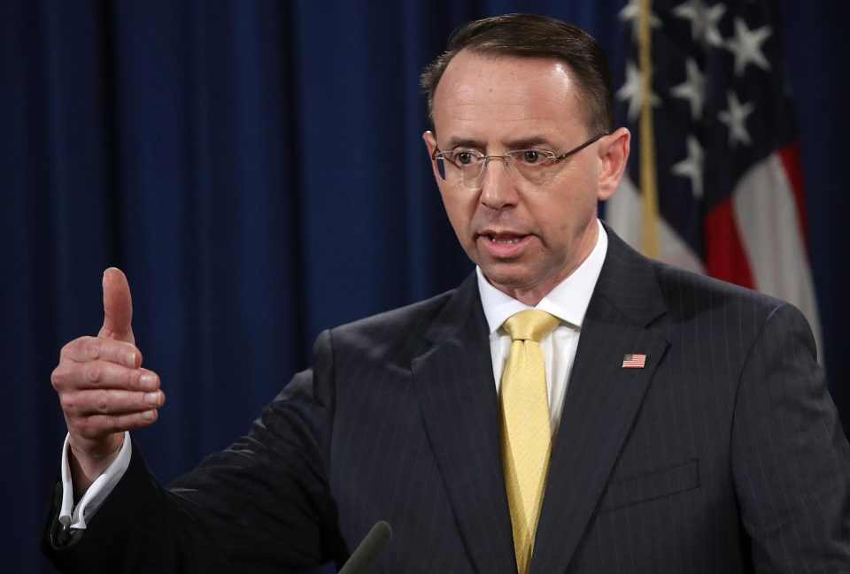  US Deputy Attorney General Rod Rosenstein announces the indictment of 13 Russian nationals and 3 Russian organisations for meddling in the 2016 US presidential election