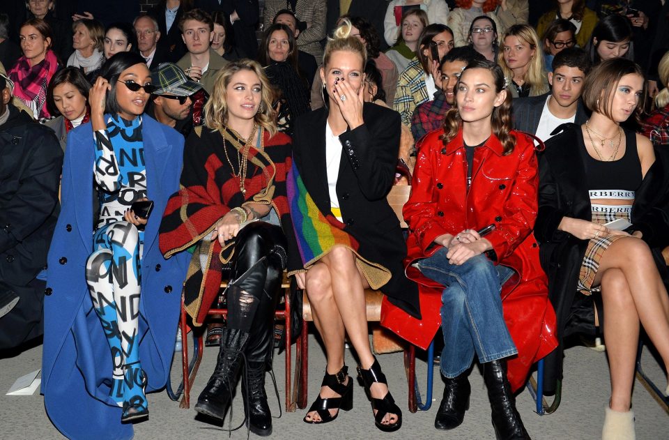  Jourdan Dunn, Paris Jackson, Poppy Delevingne, Alexa Chung and Iris Law wearing Burberry at the Burberry show