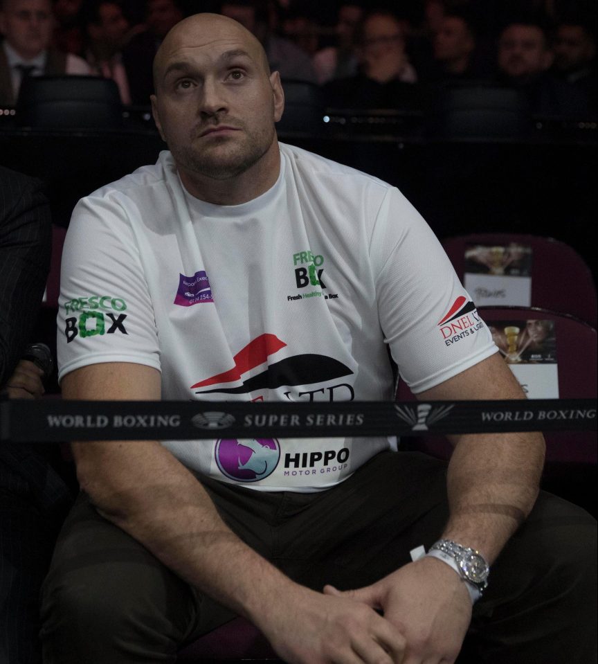  Tyson Fury took his seat ringside to watch the blistering British action