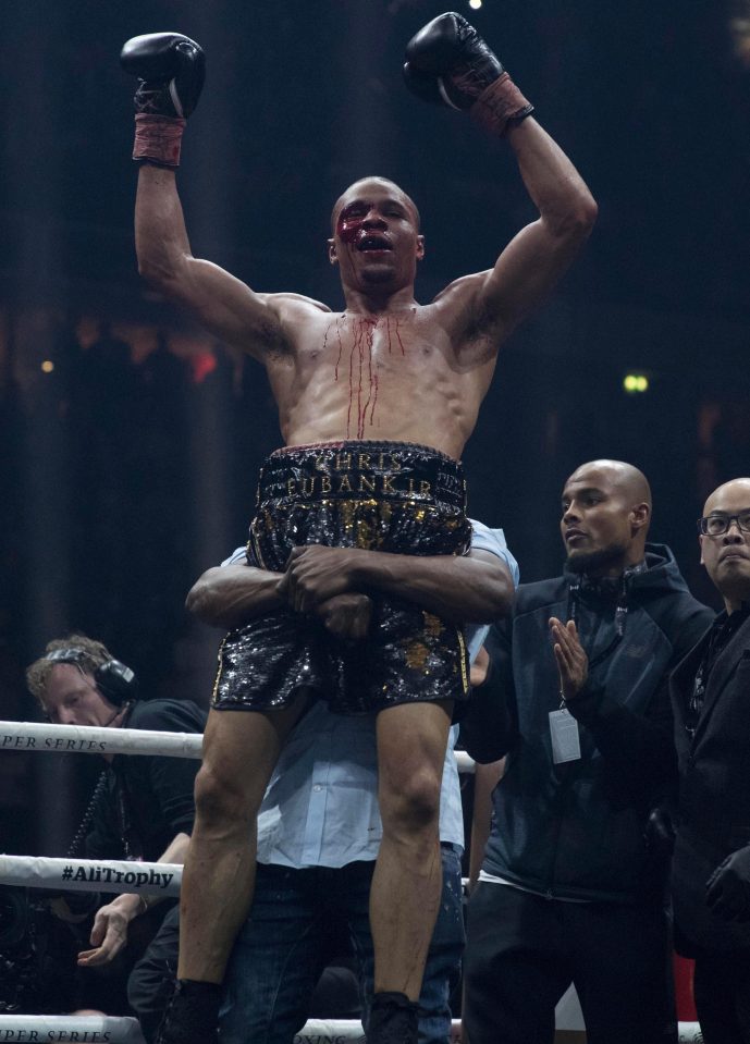  As the final bell sounded, Chris Eubank Jr was hoisted into the air - purely in hope