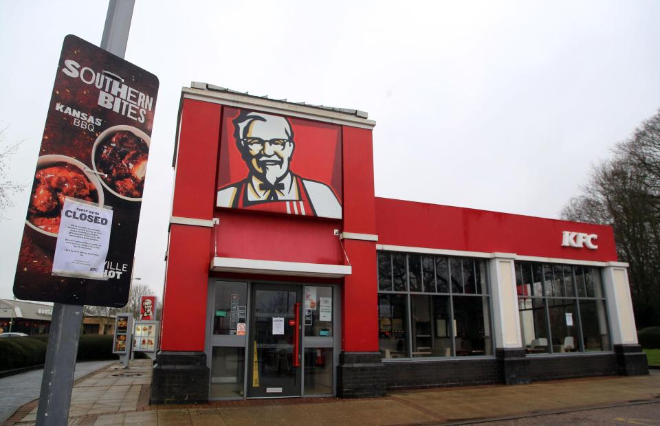  Hundreds of KFC branches across the UK were forced to close