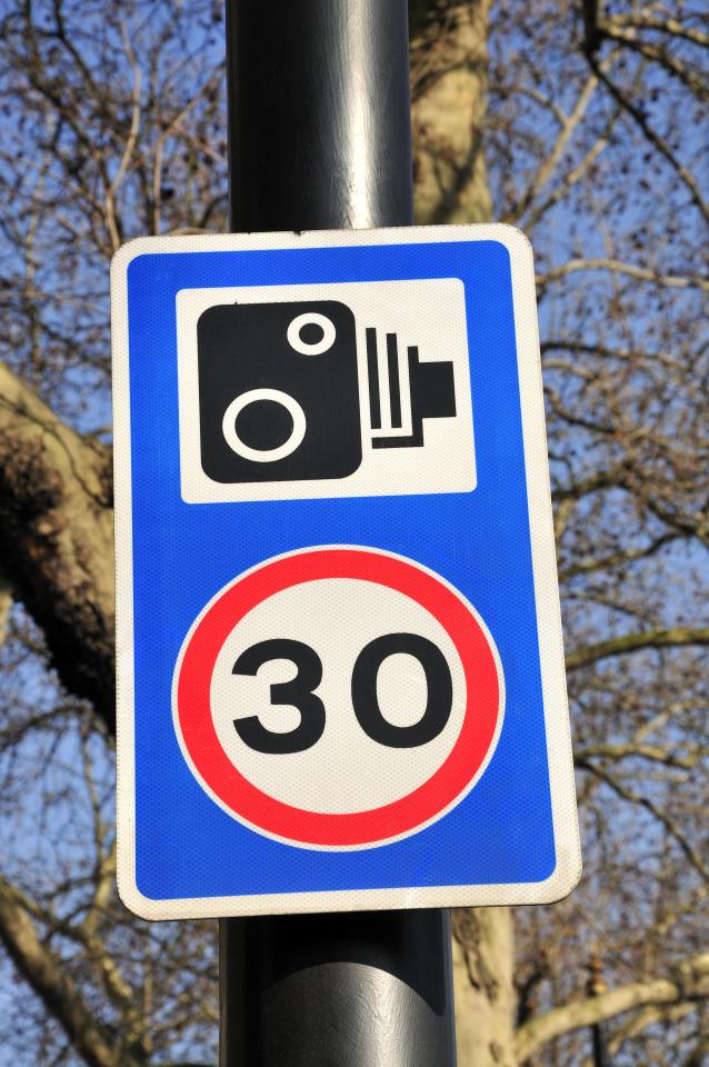  Drivers will know a speed camera is nearby on a lit road when this sign appears