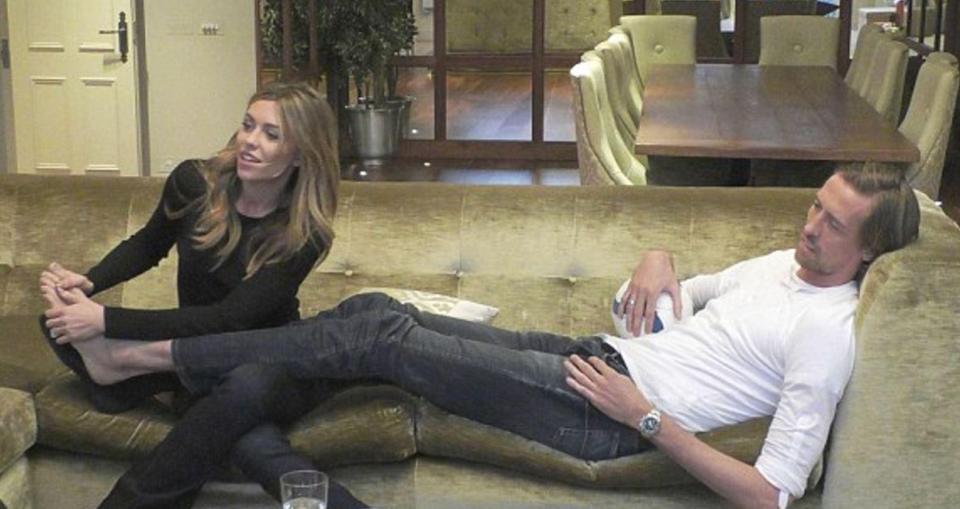  Peter Crouch gets his big size 12's massaged by missus Abbey Clancy