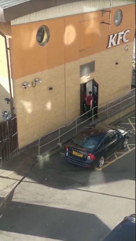  The staff members then head through the fire door with the box and unknown items