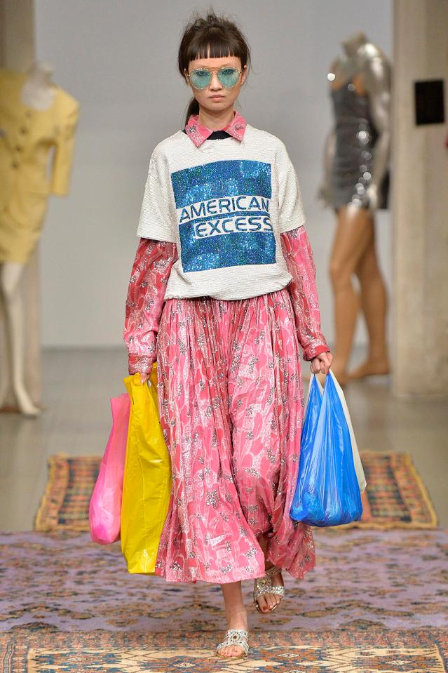  Ashish sent models down the runway carrying ­plastic shopping bags