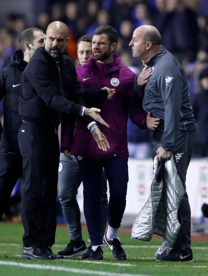  The Manchester City boss was involved in a touchline spat with Wigan counterpart Paul Cook