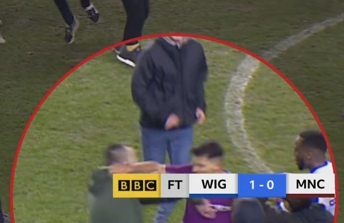  This was the moment Sergio Aguero clashed with a Wigan fan at full-time