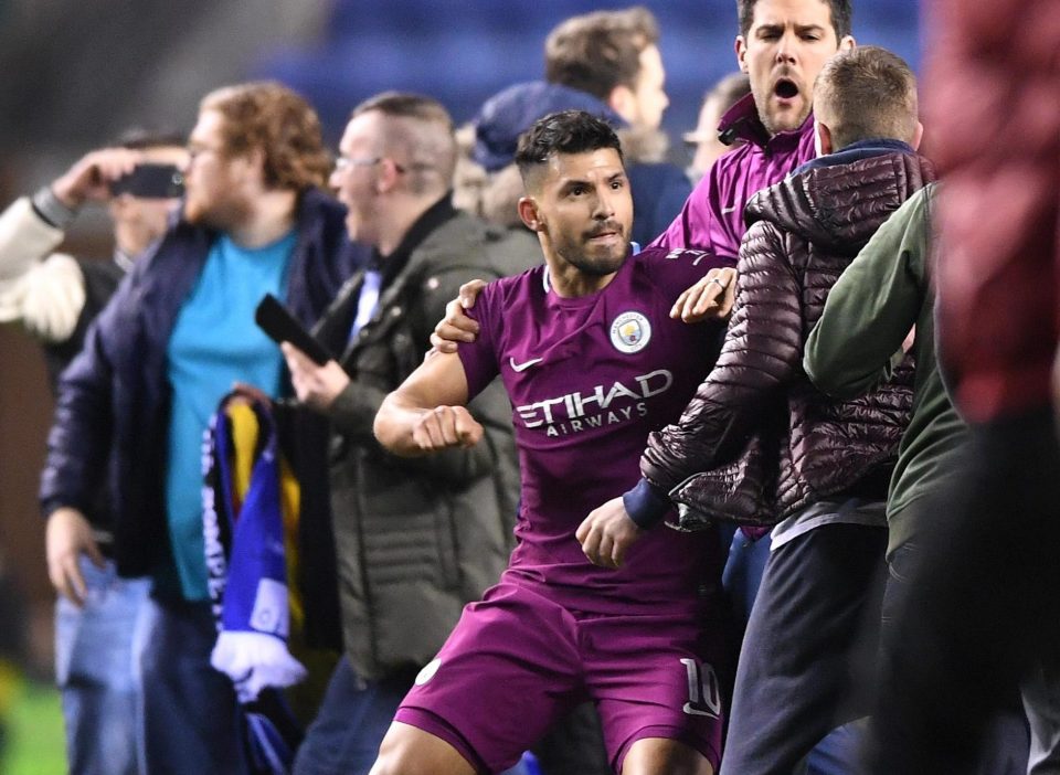  Sergio Aguero has escaped FA punishment over his confrontation with a Wigan supporter