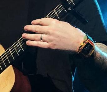  Ed's new piece of jewellery was clearly visible on his left hand